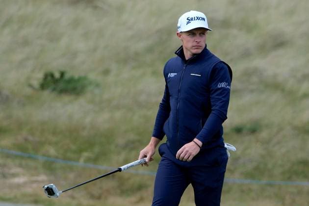 UK: Nexo Championship, Old Course at Trump International Golf Links, Aberdeen, Scotland on 08 August 2025: Pictured: Connor Purcell (Ireland) on the 13th green during the second round of the Nexo Championship 2025 at Trump International Golf Links, Aberdeenshire, Scotland Aberdeen Trump International Golf Links Scotland Copyright: xAlexxToddx