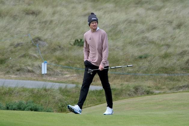 UK: Nexo Championship, Old Course at Trump International Golf Links, Aberdeen, Scotland on 08 August 2025: Pictured: Andreas Halvorsen (Norway) on the 13th green during the second round of the Nexo Championship 2025 at Trump International Golf Links, Aberdeenshire, Scotland Aberdeen Trump International Golf Links Scotland Copyright: xAlexxToddx