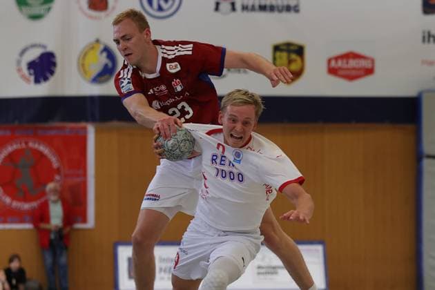 IHC 2025 HSV Hamburg vs Kolstad IL 08 08 25 Einar Olafsson Nr 23, Hamburger Sport Verein Hamburg , Benedikt Óskarsson Nr 09, Kolstad IL IHC 2025 HSV Hamburg vs Kolstad IL, KGS Sporthalle on 08 08 25 Copyright: xBEAUTIFULxSPORTS MarioxM.xKobergx