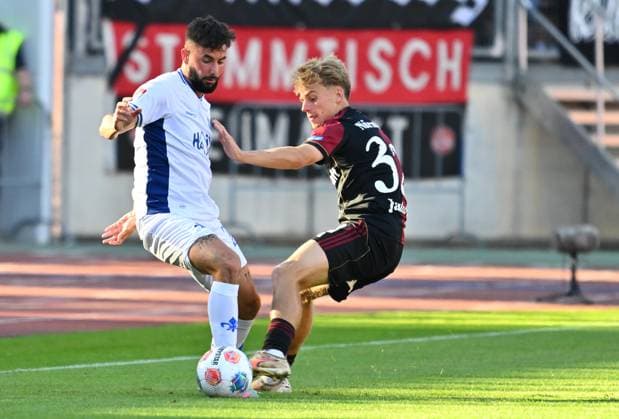 08 08 2025 Soccer Season 2025 2026 2 Soccer Bundesliga 02 Matchday 1 FC Nürnberg FCN Club SV Darmstadt 98 SVD Lilien Sportfoto Zink xwoxzix DFL regulations prohibit any use of photographs as image sequences and or quasi video only for editorial use Marco Richter 23, SV Darmstadt 98 D98 SV98 Tim Janisch 32, 1 FC Nürnberg FCN