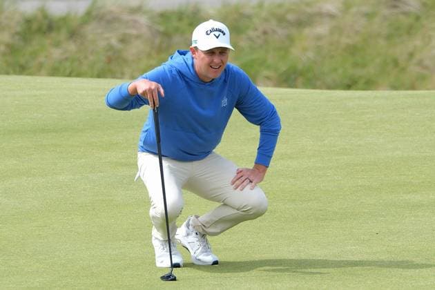 UK: Nexo Championship, Old Course at Trump International Golf Links, Aberdeen, Scotland on 08 August 2025: Pictured: Dan Erickson (USA) during the second round of the Nexo Championship 2025 at Trump International Golf Links, Aberdeenshire, Scotland Aberdeen Trump International Golf Links Scotland Copyright: xAlexxToddx