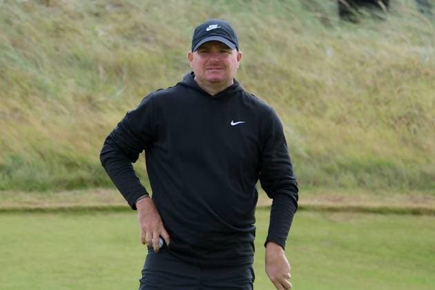 UK: Nexo Championship, Old Course at Trump International Golf Links, Aberdeen, Scotland on 08 August 2025: Pictured: James Morrison (England) on the 13th green during the second round of the Nexo Championship 2025 at Trump International Golf Links, Aberdeenshire, Scotland Aberdeen Trump International Golf Links Scotland Copyright: xAlexxToddx