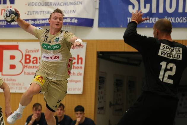 IHC 2025 TSV Hannover Burgdorf vs Aalborg Handbold 08 08 25 August Baskar Pedersen Nr 17, TSV Hannover Burgdorf , Fabian Norsten Nr 12, Aalborg Handbold IHC 2025 TSV Hannover Burgdorf vs Aalborg Handbold, KGS Sporthalle on 08 08 25 Copyright: xBEAUTIFULxSPORTS MarioxM.xKobergx