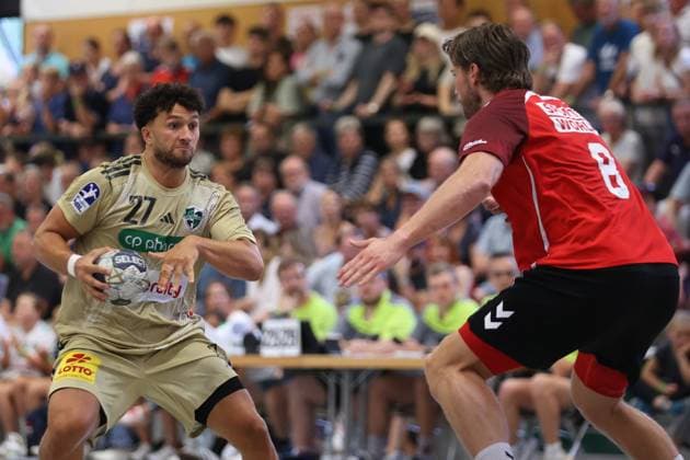 IHC 2025 TSV Hannover Burgdorf vs Aalborg Handbold 08 08 25 Sindre Aho Nr 27, TSV Hannover Burgdorf vs Vetle Rönningen Nr 08, Aalborg Handbold IHC 2025 TSV Hannover Burgdorf vs Aalborg Handbold, KGS Sporthalle on 08 08 25 Copyright: xBEAUTIFULxSPORTS MarioxM.xKobergx