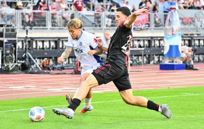 08 08 2025 Soccer Season 2025 2026 2 Soccer Bundesliga 02 Matchday 1 FC Nürnberg FCN Club SV Darmstadt 98 SVD Lilien Sportfoto Zink xwoxzix DFL regulations prohibit any use of photographs as image sequences and or quasi video only for editorial use Luca Marseiler 8, SV Darmstadt 98 D98 SV98 Luka Lochoshvili 24, 1 FC Nürnberg FCN