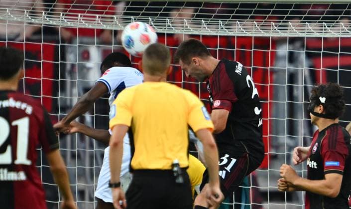 08 08 2025 Soccer Season 2025 2026 2 Soccer Bundesliga 02 Matchday 1 FC Nuremberg FCN Club SV Darmstadt 98 SVD Lilies Sportfoto Zink xwoxzix DFL regulations prohibit any use of photographs as image sequences and or quasi video only for editorial use Robin Knoche 31, 1 FC Nuremberg FCN Chance Torchance