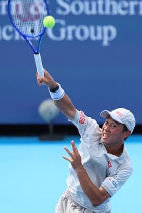 August 8, 2025, Mason, Ohio, USA: Mason, Ohio; Cincinnati Open Tennis Tournament - 2025 08 08 - Kei Nishikori hits a ball against opponent Camilo Ugo Carabelli. - ZUMAPress Mason USA - ZUMAn24_ 20250808_zaf_n24_016 Copyright: xWallyxNellx