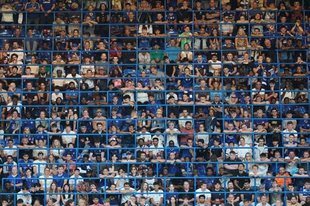 Fans during the VisitMalta weekender soccer match between Chelsea FC and Bayer 04 Leverkusen, at Stamford Bridge, London, United Kingdom on 08 August 2025. VisitMalta Weekender - Chelsea FC v Bayer 04 Leverkusen