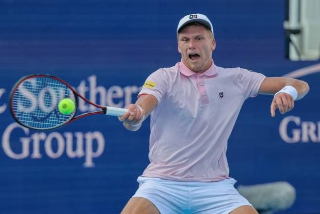 August 8, 2025, Mason, Ohio, U.S: Jenson Brooksby (USA) in action during FridayÃ¢â‚¬â ¢s first round of the Cincinnati Open at the Lindner Family Tennis Center , Mason, Oh. Mason U.S - ZUMAs304 20250808_zaf_s304_152 Copyright: xScottxStuartx