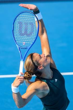 August 8, 2025, Mason, Ohio, U.S: Maria Sakkari (GRE) serves during FridayÃ¢â‚¬â ¢s first round of the Cincinnati Open at the Lindner Family Tennis Center , Mason, Oh. Mason U.S - ZUMAs304 20250808_zaf_s304_189 Copyright: xScottxStuartx