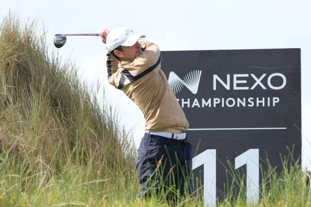 UK: Nexo Championship, Old Course at Trump International Golf Links, Aberdeen, Scotland on 08 August 2025: Pictured: Nicolai Kristensen (Denmark) on the 11th tee during the second round of the Nexo Championship 2025 at Trump International Golf Links, Aberdeenshire, Scotland Aberdeen Trump International Golf Links Scotland Copyright: xAlexxToddx