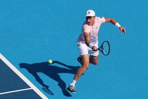 August 8, 2025, Mason, Ohio, USA: Mason, Ohio; Cincinnati Open Tennis Tournament - 2025 08 08 - Jenson Brooksby plays a ball against opponent Alexandre Muller. - ZUMAPress Mason USA - ZUMAn24_ 20250808_zaf_n24_226 Copyright: xWallyxNellx