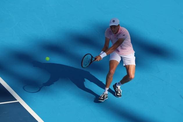 August 8, 2025, Mason, Ohio, USA: Mason, Ohio; Cincinnati Open Tennis Tournament - 2025 08 08 - Jenson Brooksby plays a ball against opponent Alexandre Muller. - ZUMAPress Mason USA - ZUMAn24_ 20250808_zaf_n24_256 Copyright: xWallyxNellx
