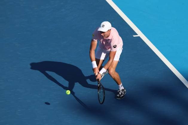 August 8, 2025, Mason, Ohio, USA: Mason, Ohio; Cincinnati Open Tennis Tournament - 2025 08 08 - Jenson Brooksby plays a ball against opponent Alexandre Muller. - ZUMAPress Mason USA - ZUMAn24_ 20250808_zaf_n24_282 Copyright: xWallyxNellx