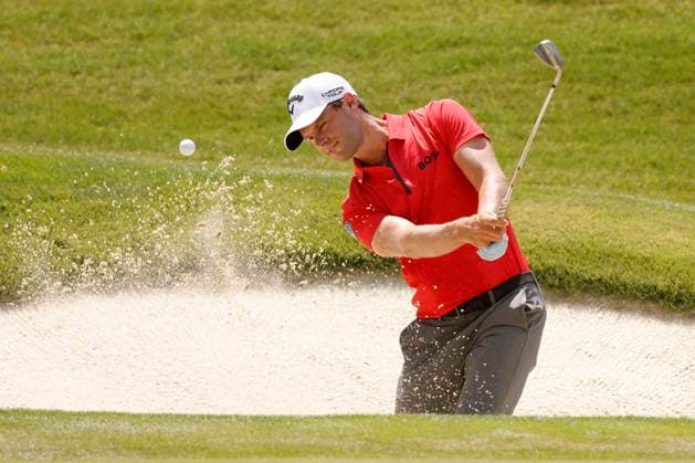 MEMPHIS, TN - AUGUST 08: Thomas Detry of Belgium hits from the bunker on No. 4 during the second round of the FedEx St. Jude Championship, August 8, 2025, at TPC Southward in Memphis, Tennessee. (Photo by Matthew Maxey Icon Sportswire) GOLF: AUG 08 PGA, Golf Herren FedEx Cup Playoffs - FedEx St. Jude Championship EDITORIAL USE ONLY Icon250808063