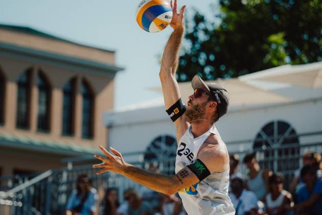 Beach volleyball, Beachvolleyball - Baden Challenge BADEN,AUSTRIA,09.AUG.25 - BEACH VOLLEYBALL - FIVB World Tour - Baden Challenge. Image shows Clemens Wickler (GER).  GEPAxpictures xAlexanderxSolc