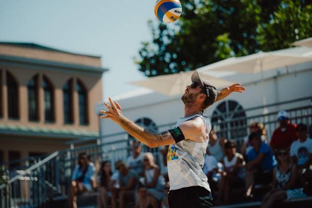 Beach volleyball, Beachvolleyball - Baden Challenge BADEN,AUSTRIA,09.AUG.25 - BEACH VOLLEYBALL - FIVB World Tour - Baden Challenge. Image shows Clemens Wickler (GER).  GEPAxpictures xAlexanderxSolc