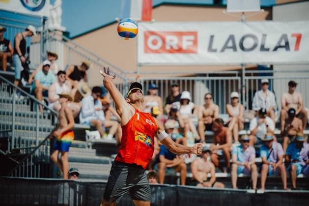 Beach volleyball, Beachvolleyball - Baden Challenge BADEN,AUSTRIA,09.AUG.25 - BEACH VOLLEYBALL - FIVB World Tour - Baden Challenge. Image shows Alejandro Huerta Pastor (ESP).  GEPAxpictures xAlexanderxSolc