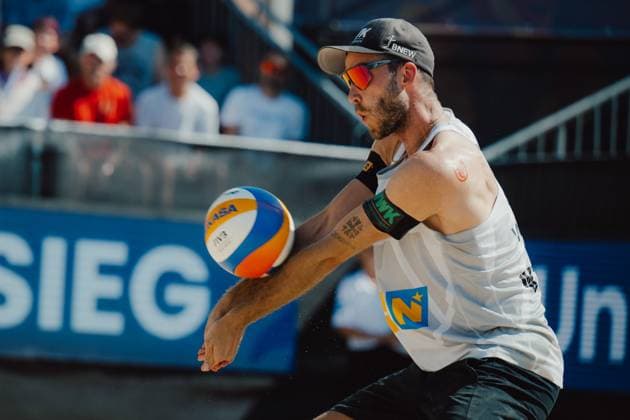 Beach volleyball, Beachvolleyball - Baden Challenge BADEN,AUSTRIA,09.AUG.25 - BEACH VOLLEYBALL - FIVB World Tour - Baden Challenge. Image shows Clemens Wickler (GER).  GEPAxpictures xAlexanderxSolc