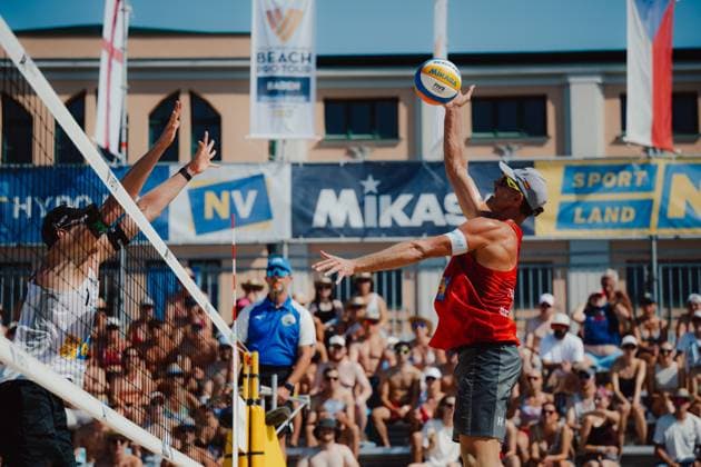 Beach volleyball, Beachvolleyball - Baden Challenge BADEN,AUSTRIA,09.AUG.25 - BEACH VOLLEYBALL - FIVB World Tour - Baden Challenge. Image shows Alejandro Huerta Pastor (ESP).  GEPAxpictures xAlexanderxSolc