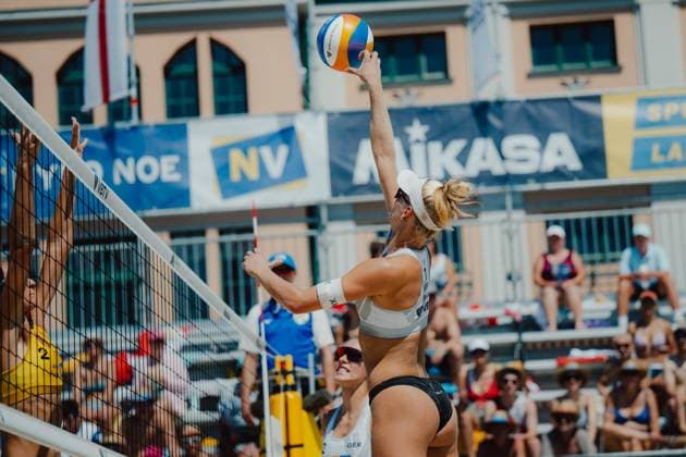 Beach volleyball, Beachvolleyball - Baden Challenge BADEN,AUSTRIA,09.AUG.25 - BEACH VOLLEYBALL - FIVB World Tour - Baden Challenge. Image shows Linda Bock (GER).  GEPAxpictures xAlexanderxSolc