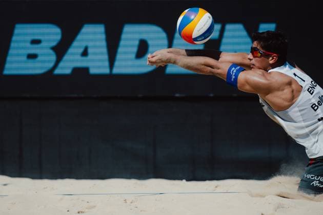 Beach volleyball, Beachvolleyball - Baden Challenge BADEN,AUSTRIA,09.AUG.25 - BEACH VOLLEYBALL - FIVB World Tour - Baden Challenge. Image shows Javier Bello (ENG).  GEPAxpictures xAlexanderxSolc