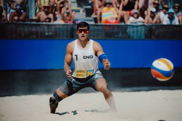 Beach volleyball, Beachvolleyball - Baden Challenge BADEN,AUSTRIA,09.AUG.25 - BEACH VOLLEYBALL - FIVB World Tour - Baden Challenge. Image shows Javier Bello (ENG).  GEPAxpictures xAlexanderxSolc