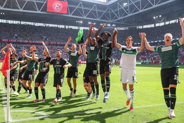 2 Bundesliga Fortuna Düsseldorf Hannover 96 on 09 08 2025 at Merkur Spiel Arena in Düsseldorf Cheers and joy about the victory for the team of Hannover 96 MH