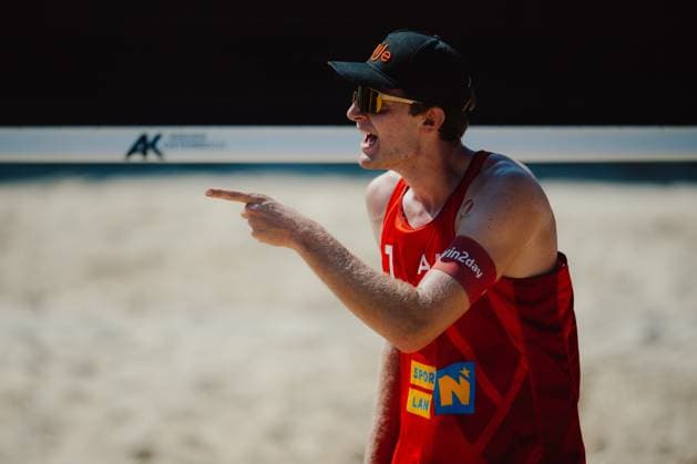 Beach volleyball, Beachvolleyball - Baden Challenge BADEN,AUSTRIA,09.AUG.25 - BEACH VOLLEYBALL - FIVB World Tour - Baden Challenge. Image shows Timo Hammarberg (AUT).  GEPAxpictures xAlexanderxSolc
