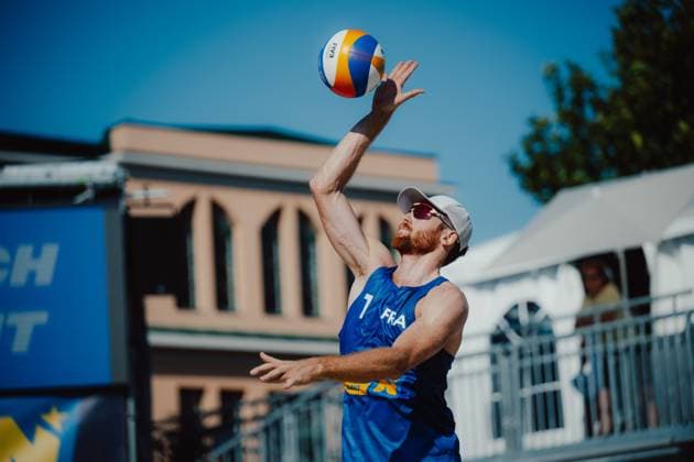 Beach volleyball, Beachvolleyball - Baden Challenge BADEN,AUSTRIA,09.AUG.25 - BEACH VOLLEYBALL - FIVB World Tour - Baden Challenge. Image shows Remi Bassereau (FRA).  GEPAxpictures xAlexanderxSolc