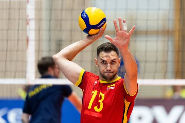 250809 Andres Jesus Villena of Spain ahead of Eurovolley Qualifier match between Sweden and Spain on August 9, 2025 in Habo Photo Robert Boman BILDBYRAN kod XZ XZ0216 volleyboll volleyball landslaget sverige spanien national team bbeng em kval em kval herrlandslaget  Copyright: ROBERTxBOMAN BB250809BB525