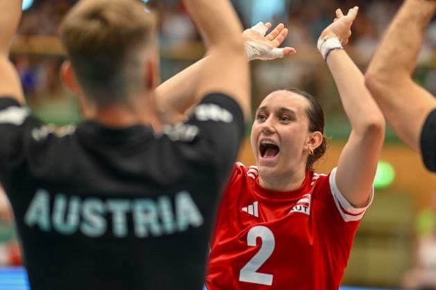 VOLLEYBALL - CEV EURO Quali, AUT vs MKD HARTBERG,AUSTRIA,09.AUG.25 - VOLLEYBALL - CEV Women s European Volleyball Championship 2026, qualification, OEVV international match, Länderspiel, Nationalmannschaft Austria vs North Macedonia. Image shows Carmen Raab (AUT).  GEPAxpictures xAvnixRetkoceri