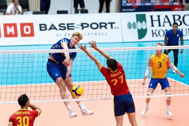 250809 Jacob Ekman of Sweden during Eurovolley Qualifier match between Sweden and Spain on August 9, 2025 in Habo Photo Robert Boman BILDBYRAN kod XZ XZ0216 volleyboll volleyball landslaget sverige spanien national team bbeng em kval em kval herrlandslaget  Copyright: ROBERTxBOMAN BB250809BB676