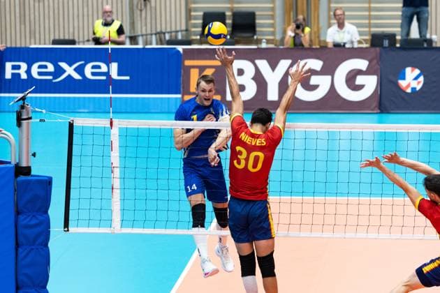 250809 Jacob Link of Sweden during Eurovolley Qualifier match between Sweden and Spain on August 9, 2025 in Habo Photo Robert Boman BILDBYRAN kod XZ XZ0216 volleyboll volleyball landslaget sverige spanien national team bbeng em kval em kval herrlandslaget  Copyright: ROBERTxBOMAN BB250809BB678