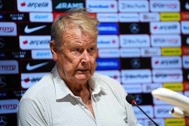 Turkiye v Iceland - UEFA Nations League IZMIR, TURKIYE - SEPTEMBER 09: Head coach Age Hareide of Iceland speaks during a press conference, PK, Pressekonferenz after the UEFA Nations League B Group 4 match between Turkiye and Iceland at Gursel Aksel Stadium in Izmir, Turkiye on September 9, 2024. Izmir Turkey. Editorial use only. Please get in touch for any other usage.  Copyright: x2025xAnadoluxBerkanxÃ‡etinx