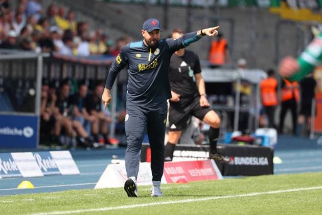 Braunschweig vs Fürth, 2 BL Braunschweig, 09 08 2025, FOOTBALL Eintracht Braunschweig vs SpVgg Greuther Fürth, 2 BL, Season 2025 26 Head coach Heiner Backhaus Eintracht Braunschweig Braunschweig