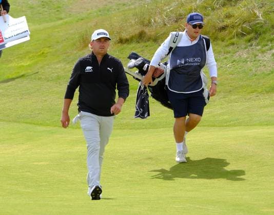 UK: Nexo Championship, Old Course at Trump International Golf Links, Aberdeen, Scotland on 09 August 2025: Pictured: Oliver Lindell (Finland) on the 9th fairway during the third round of the Nexo Championship 2025 at Trump International Golf Links, Aberdeenshire, Scotland Aberdeen Trump International Golf Links Scotland Copyright: xAlexxToddx