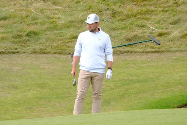 UK: Nexo Championship, Old Course at Trump International Golf Links, Aberdeen, Scotland on 09 August 2025: Pictured: Alex Fitzpatrick (England) on the 9th green during the third round of the Nexo Championship 2025 at Trump International Golf Links, Aberdeenshire, Scotland Aberdeen Trump International Golf Links Scotland Copyright: xAlexxToddx