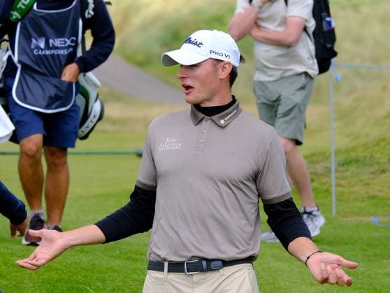 UK: Nexo Championship, Old Course at Trump International Golf Links, Aberdeen, Scotland on 09 August 2025: Pictured: Jannik De Bruyn (Germany) during the third round of the Nexo Championship 2025 at Trump International Golf Links, Aberdeenshire, Scotland Aberdeen Trump International Golf Links Scotland Copyright: xAlexxToddx