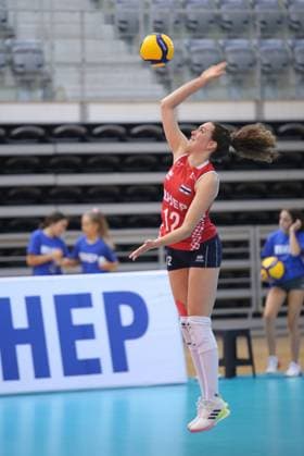 Croatia v Kosovo: CEV EuroVolley 2026 Qualifiers Josipa Markovic of Croatia servs during the CEV EuroVolley 2026 Qualification Phase group G Leg 4 match between Croatia and Kosovo at Gradski vrt Hall in Osijek, Croatia, on August 9, 2025.  DavidxJerkovic PIXSELL