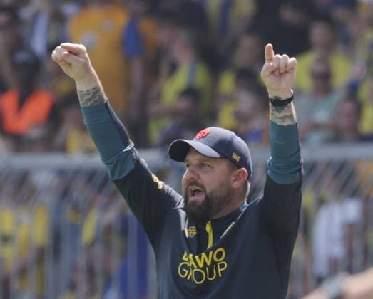 Head Coach Heiner Backhaus Eintracht Braunschweig Football, Men, Season 2025 2026 2 BL, Eintracht Stadion, Eintracht Braunschweig vs Spielvereinigung Greuther Fuerth 3 2 DFL REGULATIONS PROHIBIT ANY USE OF PHOTOGRAPHS AS IMAGE SEQUENCES AND OR QUASI VIDEO