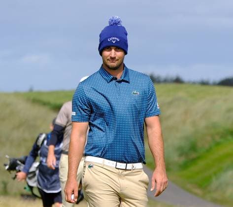 UK: Nexo Championship, Old Course at Trump International Golf Links, Aberdeen, Scotland on 09 August 2025: Pictured: Julien Brun (France) during the third round of the Nexo Championship 2025 at Trump International Golf Links, Aberdeenshire, Scotland Aberdeen Trump International Golf Links Scotland Copyright: xAlexxToddx