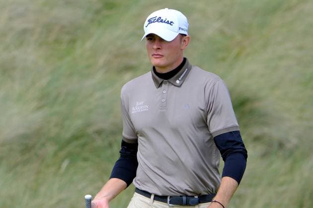 UK: Nexo Championship, Old Course at Trump International Golf Links, Aberdeen, Scotland on 09 August 2025: Pictured: Jannik De Bruyn (Germany) on the 16th green during the third round of the Nexo Championship 2025 at Trump International Golf Links, Aberdeenshire, Scotland Aberdeen Trump International Golf Links Scotland Copyright: xAlexxToddx