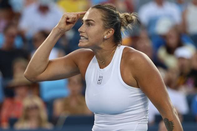 August 9, 2025, Mason, Ohio, United States: ARYNA SABALENKA during the match against M. Vondrousova of Czech Republic in the second round of the Cincinnati Open at the Lindner Family Tennis Center. Mason, Ohio. Sabalenka won 7:5, 6:1. Mason United States - ZUMAc278 20250809_zsp_c278_032 Copyright: xMarcinxCholewinskix