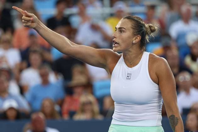 August 9, 2025, Mason, Ohio, United States: ARYNA SABALENKA during the match against M. Vondrousova of Czech Republic in the second round of the Cincinnati Open at the Lindner Family Tennis Center. Mason, Ohio. Sabalenka won 7:5, 6:1. Mason United States - ZUMAc278 20250809_zsp_c278_033 Copyright: xMarcinxCholewinskix