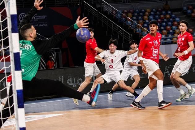 August 9, 2025, Cairo, Cairo, Egypt: MASATO OHASHI TheJapanese Handball Player Shoots The Ball During 11TH IHF Men s World Championship, WM, Weltmeisterschaft U19 Egypt 2025 Match Between Egypt And Japan At Cairo Stadium Main Hall Cairo Egypt - ZUMAe138 20250809_zsp_e138_031 Copyright: xBassemxElziatyx