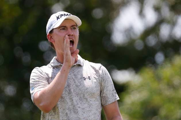 MEMPHIS, TN - AUGUST 09: Maverick McNealy of the United States yells fore after hitting his drive on No. 9 during the third round of the FedEx St. Jude Championship, August 9, 2025, at TPC Southward in Memphis, Tennessee. (Photo by Matthew Maxey Icon Sportswire) GOLF: AUG 09 PGA, Golf Herren FedEx Cup Playoffs - FedEx St. Jude Championship EDITORIAL USE ONLY Icon250809034