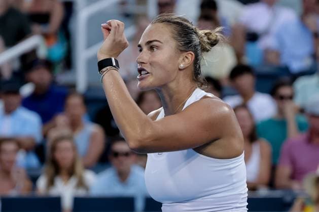 August 9, 2025, Mason, Ohio, U.S: Aryna Sabalenka (BLR) reacts to a shot in the direction of her coaches during SaturdayÃ¢â‚¬â ¢s second round of the Cincinnati Open at the Lindner Family Tennis Center, Mason, Oh. Mason U.S - ZUMAs304 20250809_zaf_s304_029 Copyright: xScottxStuartx