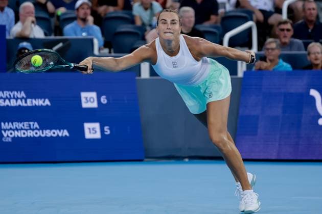 August 9, 2025, Mason, Ohio, U.S: Aryna Sabalenka (BLR) reaches to return a shot during SaturdayÃ¢â‚¬â ¢s second round of the Cincinnati Open at the Lindner Family Tennis Center, Mason, Oh. Mason U.S - ZUMAs304 20250809_zaf_s304_061 Copyright: xScottxStuartx