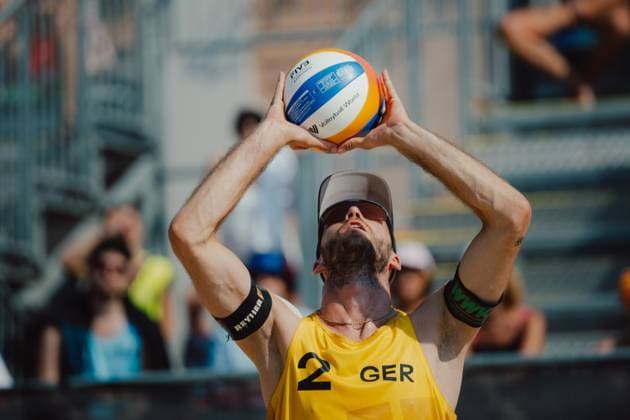 Beach volleyball, Beachvolleyball - Baden Challenge BADEN,AUSTRIA,10.AUG.25 - BEACH VOLLEYBALL - FIVB World Tour - Baden Challenge. Image shows Clemens Wickler (GER).  GEPAxpictures xAlexanderxSolc
